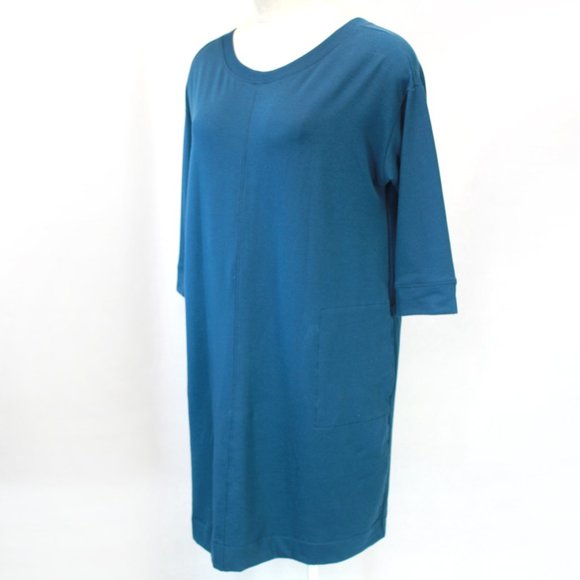 J. Jill Dresses Jjill Plus Blue Fleece 34 Sleeve Knit Aline Dress